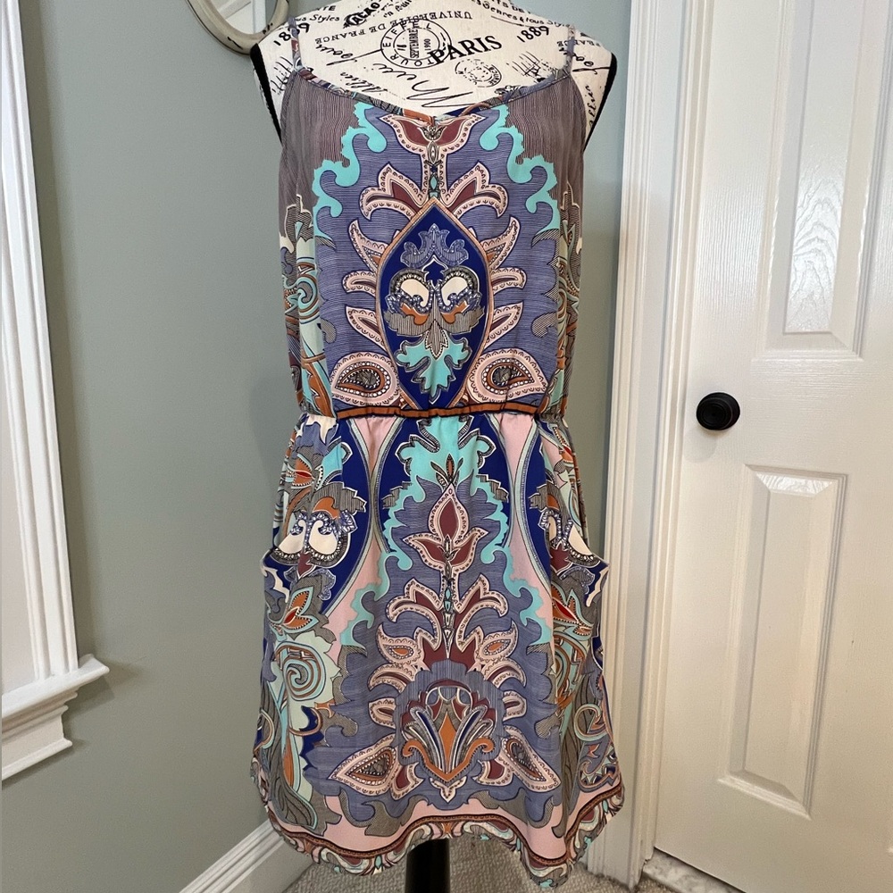Glam American Made Paisley Print Dress | Size M | Adjustable Straps | Like New
